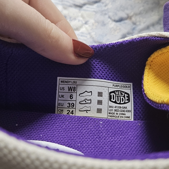 Hey Dude LSU Athletic Shoes - White, Purple, Yellow - Picture 6 of 6